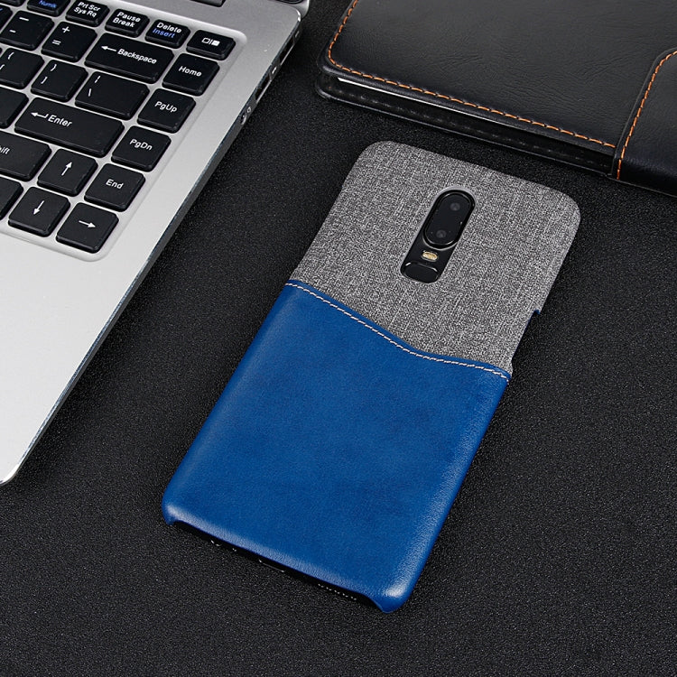 For OnePlus 6 PC + PU Splicing Case with Card Slots