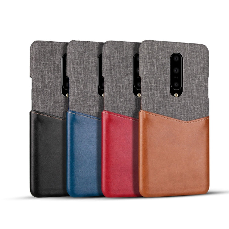 For OnePlus 7 PC + PU Splicing Case with Card Slots