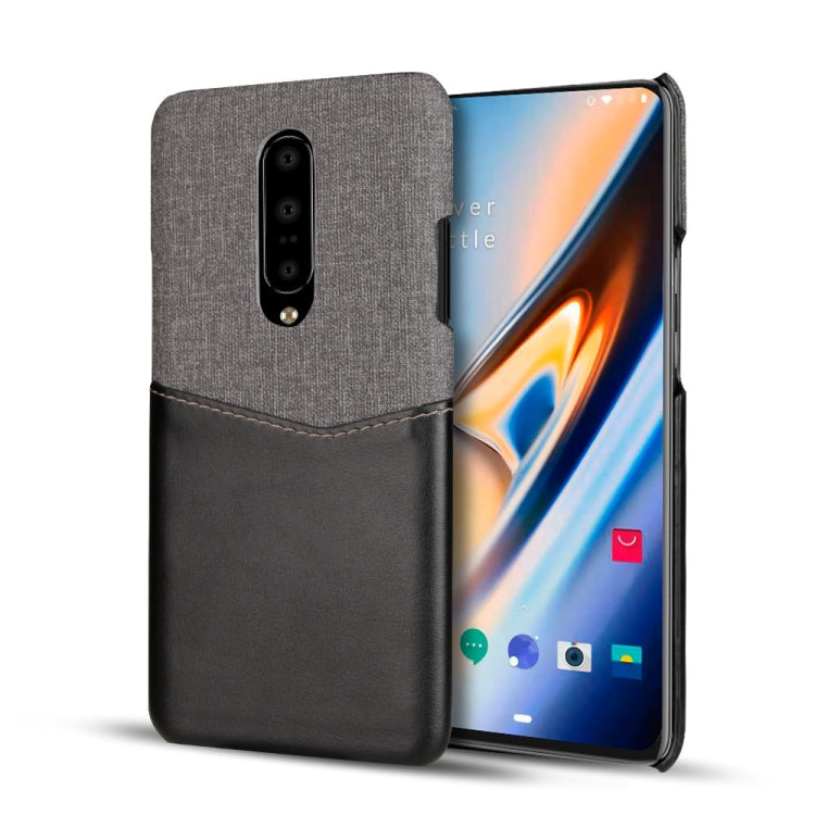 For OnePlus 7 PC + PU Splicing Case with Card Slots