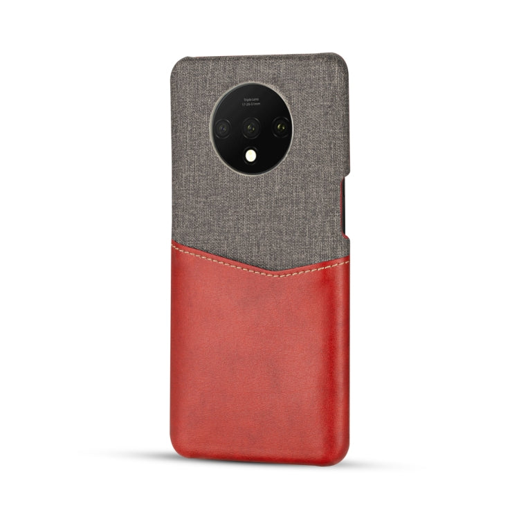 For OnePlus 7T PC + PU Splicing Case with Card Slots