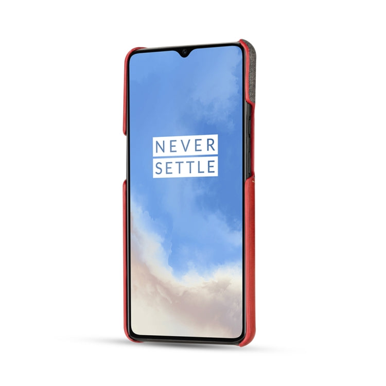 For OnePlus 7T PC + PU Splicing Case with Card Slots