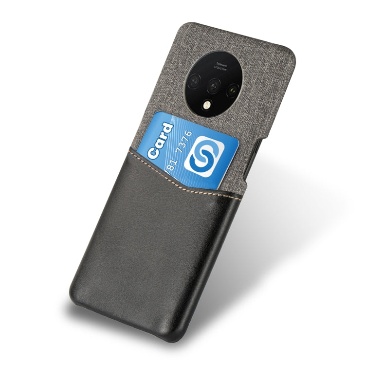 For OnePlus 7T PC + PU Splicing Case with Card Slots