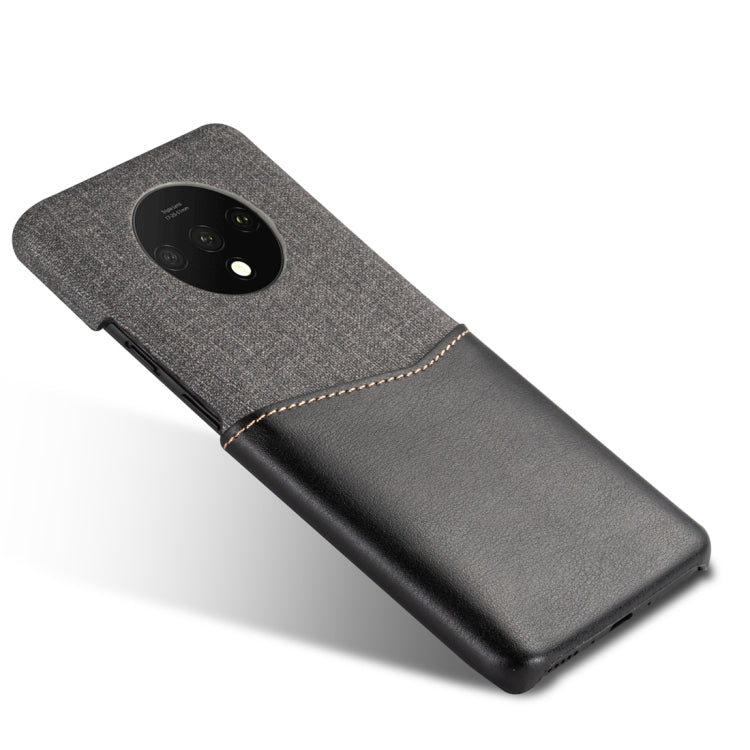 For OnePlus 7T PC + PU Splicing Case with Card Slots