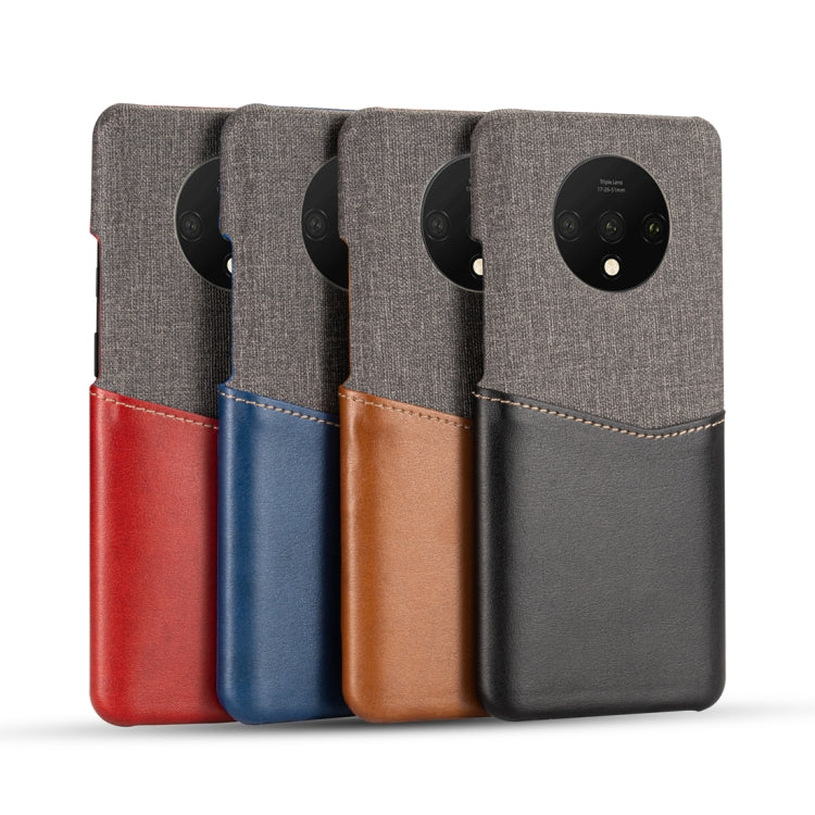For OnePlus 7T PC + PU Splicing Case with Card Slots