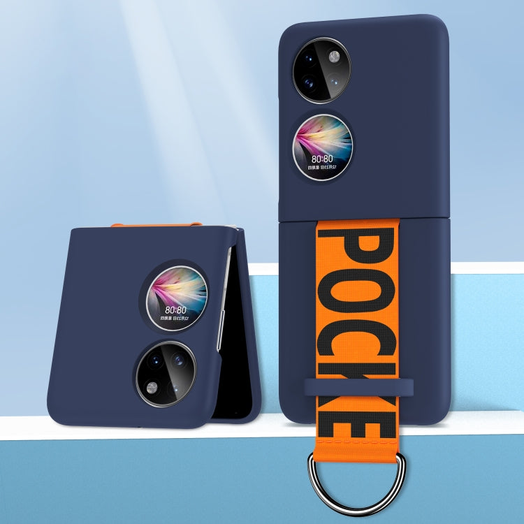 For Huawei P50 Pocket Wrist Strap Skin Feel Frosted PC Phone Case