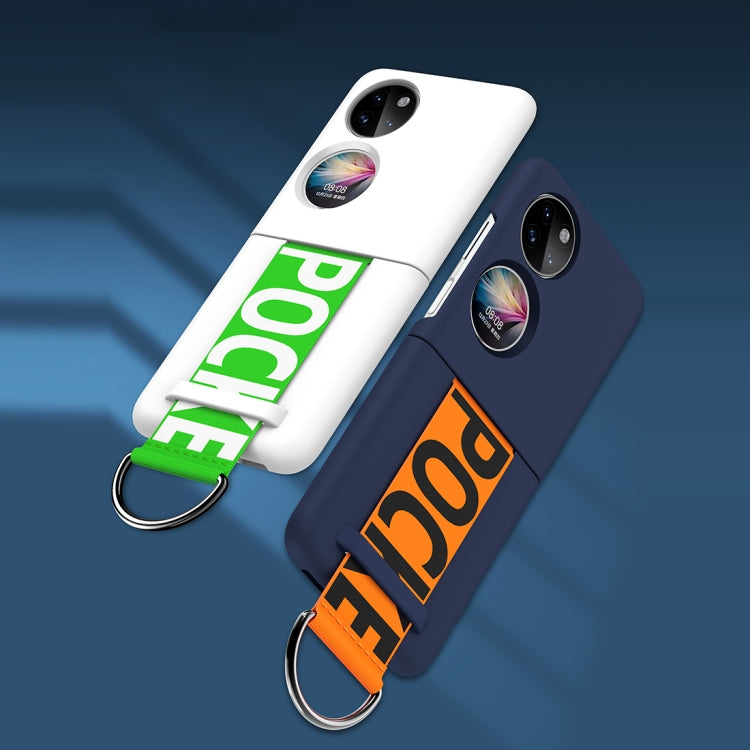 For Huawei P50 Pocket Wrist Strap Skin Feel Frosted PC Phone Case