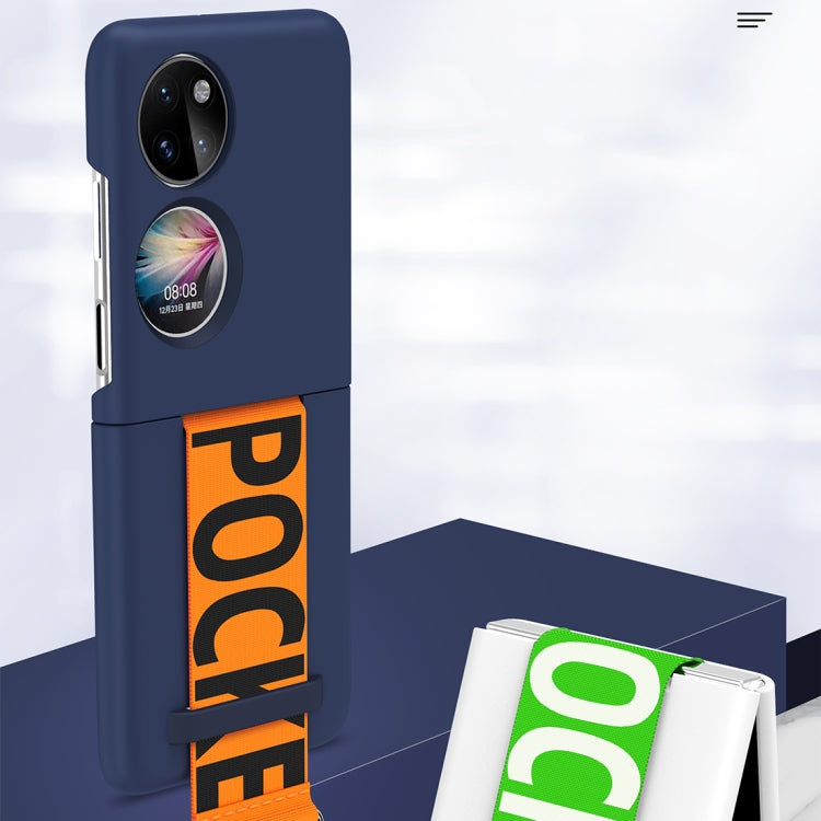 For Huawei P50 Pocket Wrist Strap Skin Feel Frosted PC Phone Case