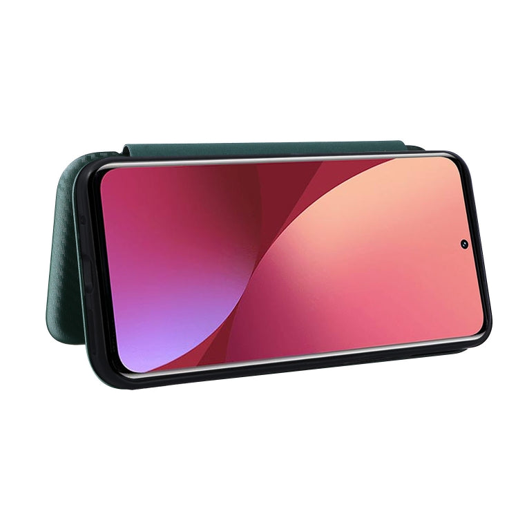 For Xiaomi 12 5G Carbon Fiber Texture Horizontal Flip PU Phone Case