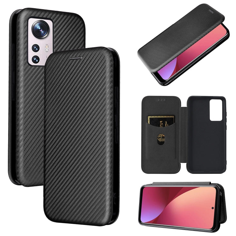 For Xiaomi 12 5G Carbon Fiber Texture Horizontal Flip PU Phone Case