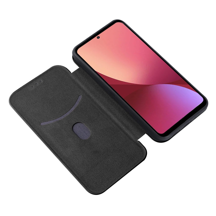 For Xiaomi 12 5G Carbon Fiber Texture Horizontal Flip PU Phone Case