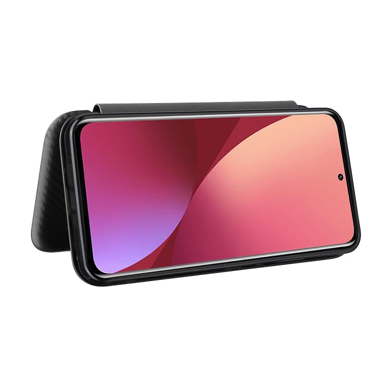 For Xiaomi 12 5G Carbon Fiber Texture Horizontal Flip PU Phone Case
