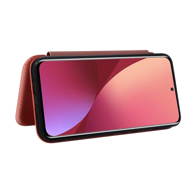 For Xiaomi 12 5G Carbon Fiber Texture Horizontal Flip PU Phone Case