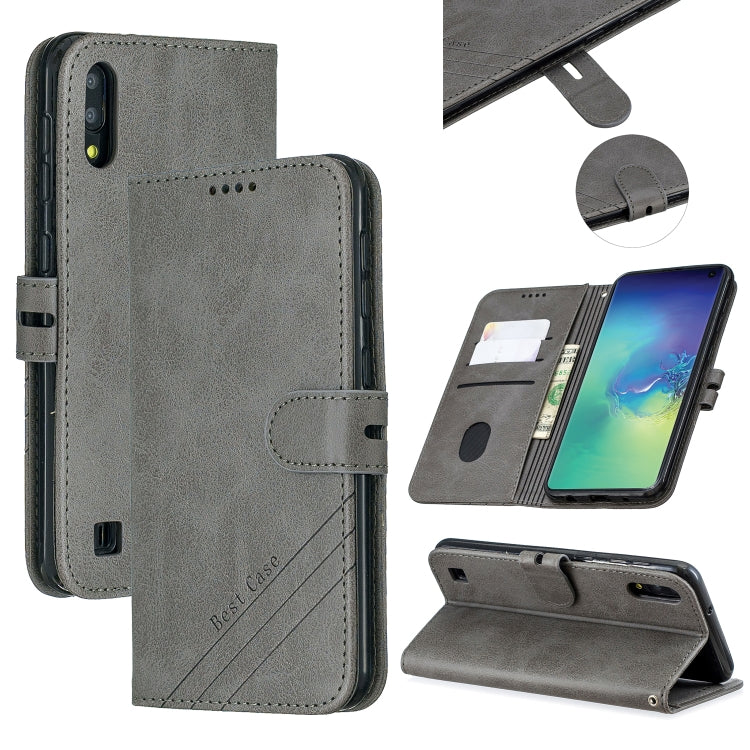 For Galaxy  A10 M10  Matching Color Frosted Texture Horizontal Flip PU Leather Case with Holder & Card Slots & Lanyard