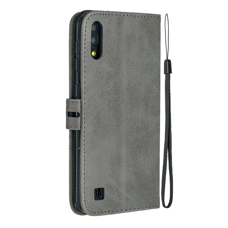 For Galaxy  A10 M10  Matching Color Frosted Texture Horizontal Flip PU Leather Case with Holder & Card Slots & Lanyard
