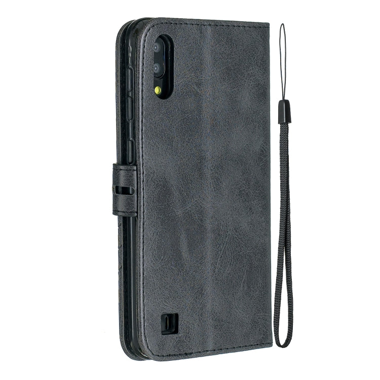 For Galaxy  A10 M10  Matching Color Frosted Texture Horizontal Flip PU Leather Case with Holder & Card Slots & Lanyard