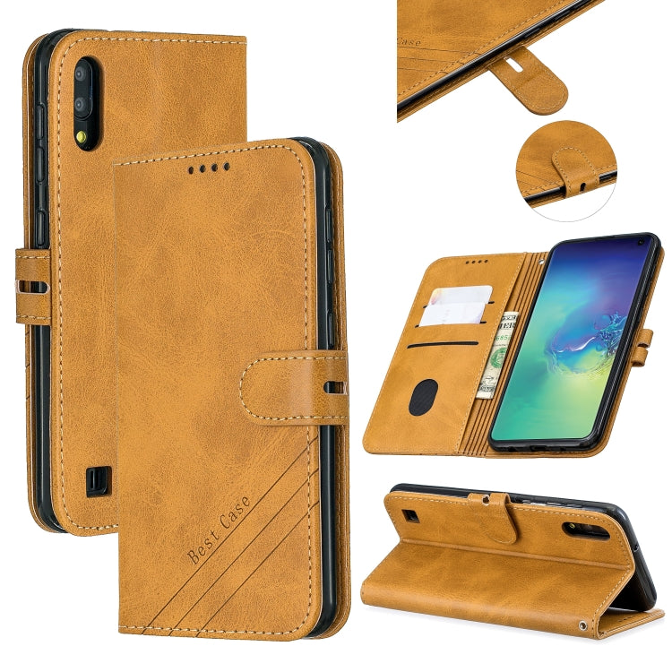 For Galaxy  A10 M10  Matching Color Frosted Texture Horizontal Flip PU Leather Case with Holder & Card Slots & Lanyard