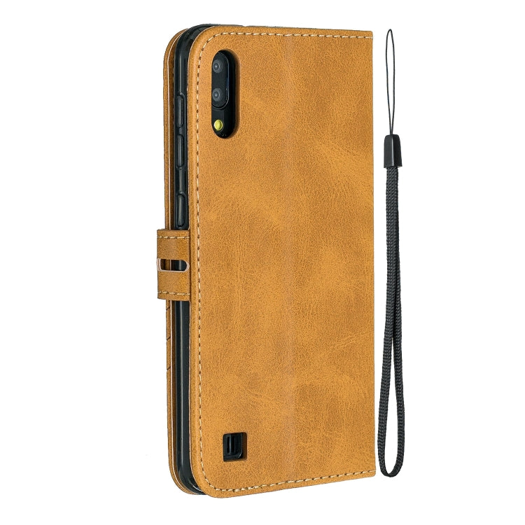 For Galaxy  A10 M10  Matching Color Frosted Texture Horizontal Flip PU Leather Case with Holder & Card Slots & Lanyard