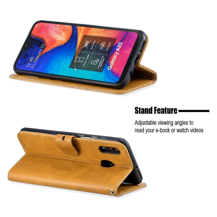 For Galaxy A20 & A30 Matching Color Frosted Texture Horizontal Flip PU Leather Case with Holder & Card Slots & Lanyard