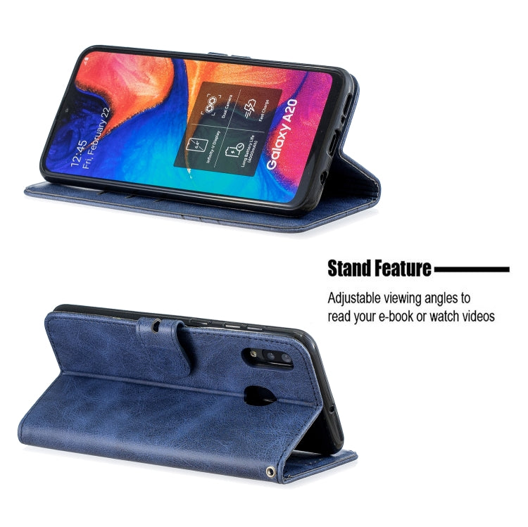 For Galaxy A20 & A30 Matching Color Frosted Texture Horizontal Flip PU Leather Case with Holder & Card Slots & Lanyard