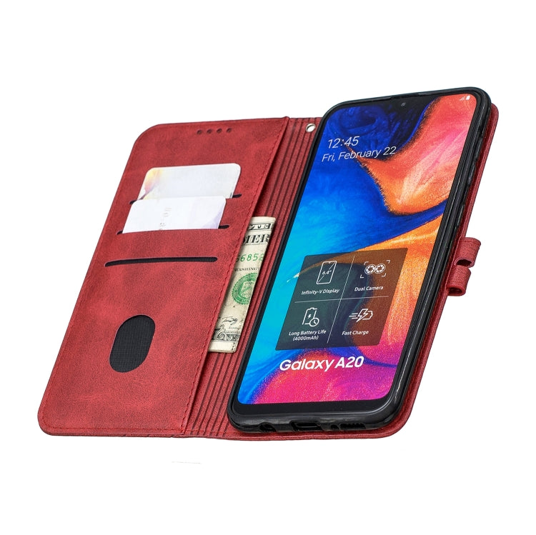 For Galaxy A20 & A30 Matching Color Frosted Texture Horizontal Flip PU Leather Case with Holder & Card Slots & Lanyard