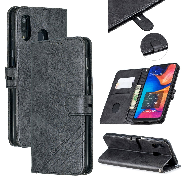 For Galaxy A20E & A10E Matching Color Frosted Texture Horizontal Flip PU Leather Case with Holder & Card Slots & Lanyard