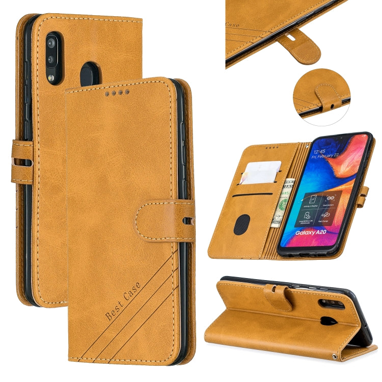 For Galaxy A20E & A10E Matching Color Frosted Texture Horizontal Flip PU Leather Case with Holder & Card Slots & Lanyard