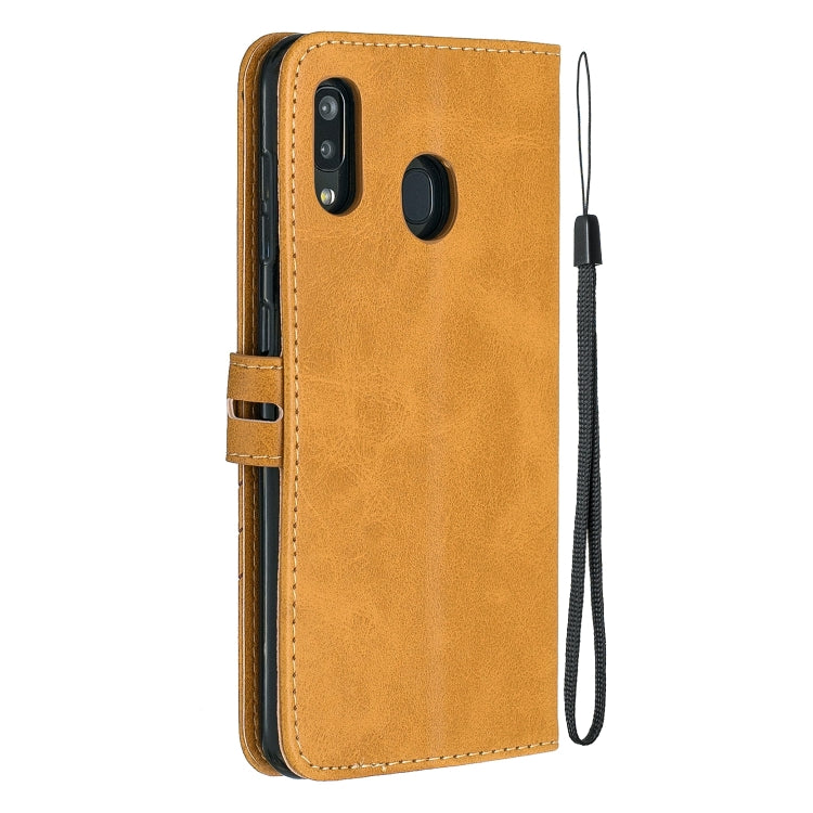 For Galaxy A20E & A10E Matching Color Frosted Texture Horizontal Flip PU Leather Case with Holder & Card Slots & Lanyard