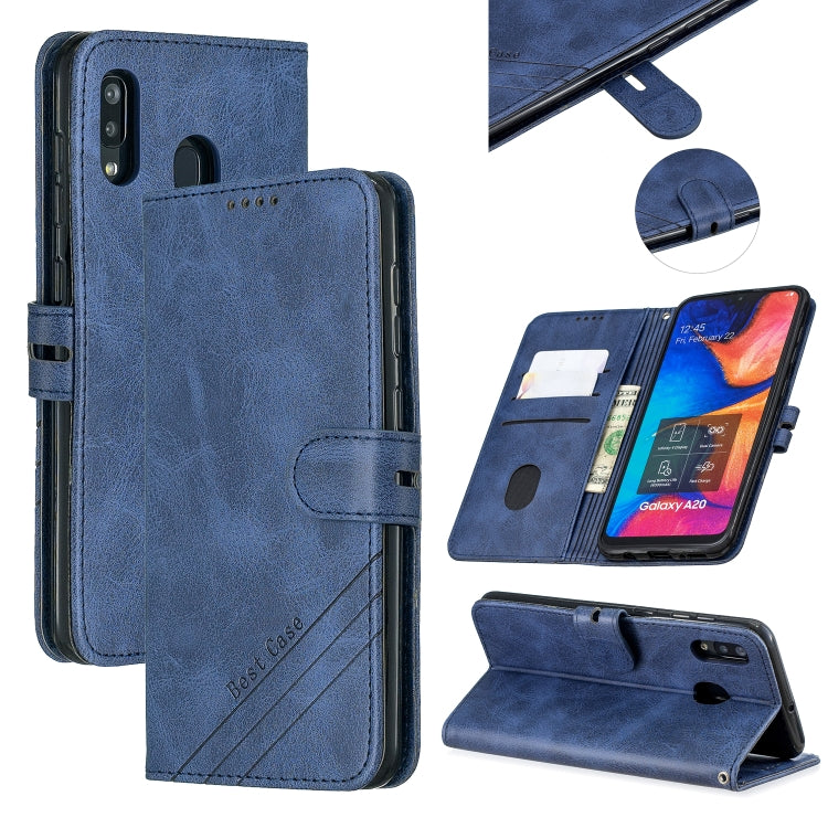 For Galaxy A20E & A10E Matching Color Frosted Texture Horizontal Flip PU Leather Case with Holder & Card Slots & Lanyard