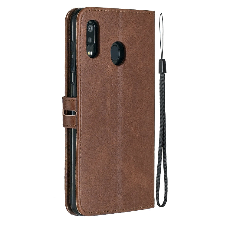 For Galaxy A20E & A10E Matching Color Frosted Texture Horizontal Flip PU Leather Case with Holder & Card Slots & Lanyard