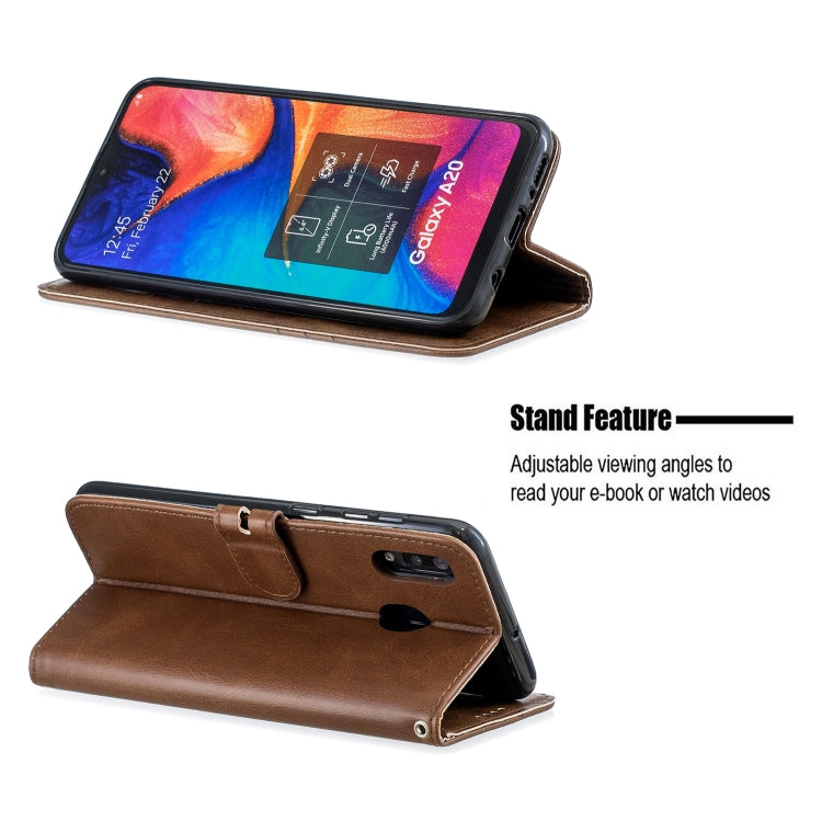 For Galaxy A20E & A10E Matching Color Frosted Texture Horizontal Flip PU Leather Case with Holder & Card Slots & Lanyard