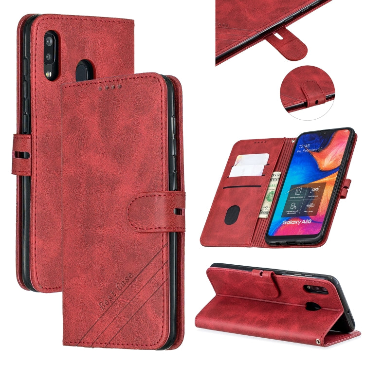 For Galaxy A20E & A10E Matching Color Frosted Texture Horizontal Flip PU Leather Case with Holder & Card Slots & Lanyard
