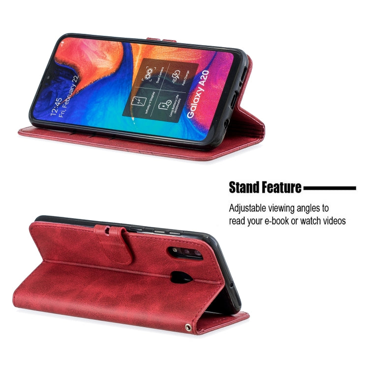 For Galaxy A20E & A10E Matching Color Frosted Texture Horizontal Flip PU Leather Case with Holder & Card Slots & Lanyard
