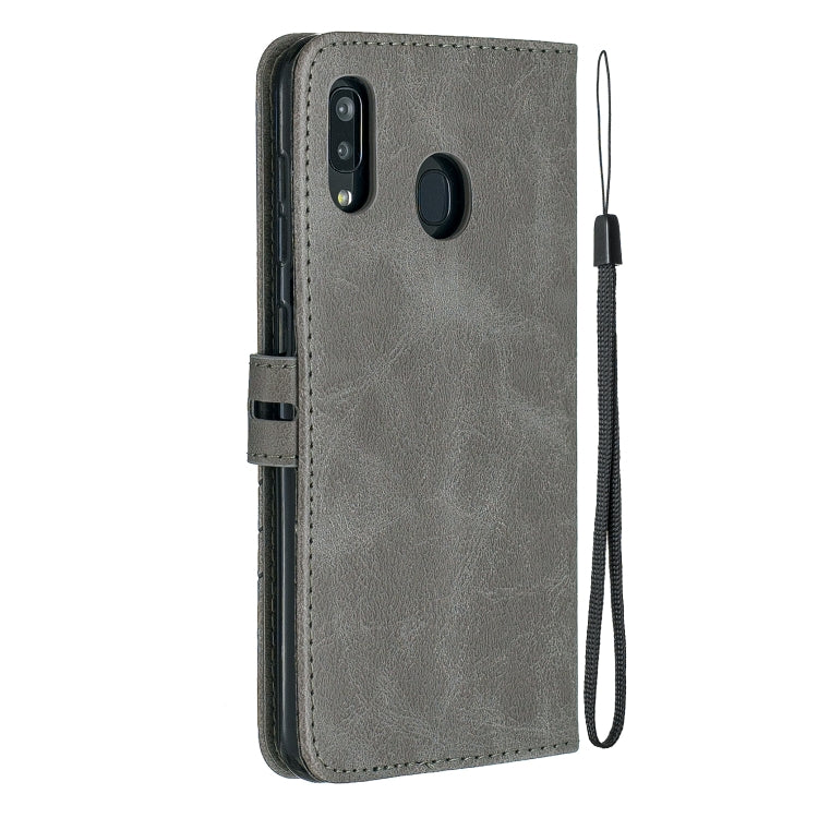 For Galaxy A40 Matching Color Frosted Texture Horizontal Flip PU Leather Case with Holder & Card Slots & Lanyard