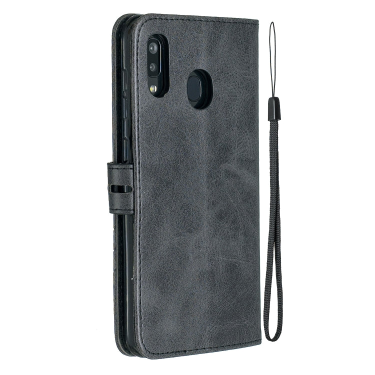 For Galaxy A40 Matching Color Frosted Texture Horizontal Flip PU Leather Case with Holder & Card Slots & Lanyard