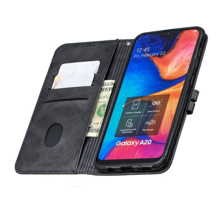 For Galaxy A40 Matching Color Frosted Texture Horizontal Flip PU Leather Case with Holder & Card Slots & Lanyard