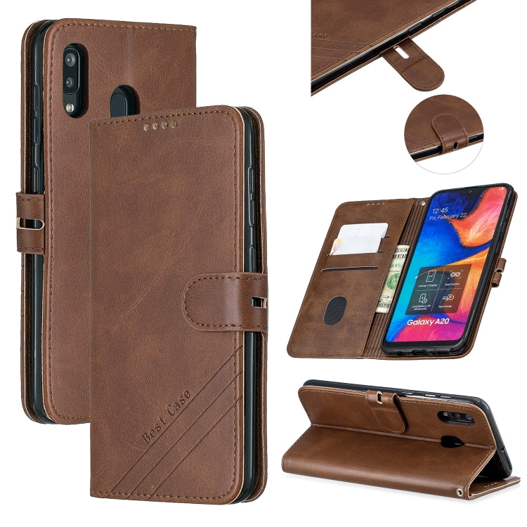 For Galaxy A40 Matching Color Frosted Texture Horizontal Flip PU Leather Case with Holder & Card Slots & Lanyard