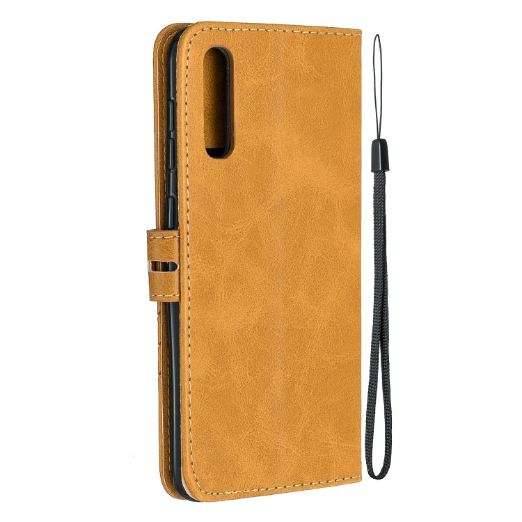 For Galaxy A50 Matching Color Frosted Texture Horizontal Flip PU Leather Case with Holder & Card Slots & Lanyard