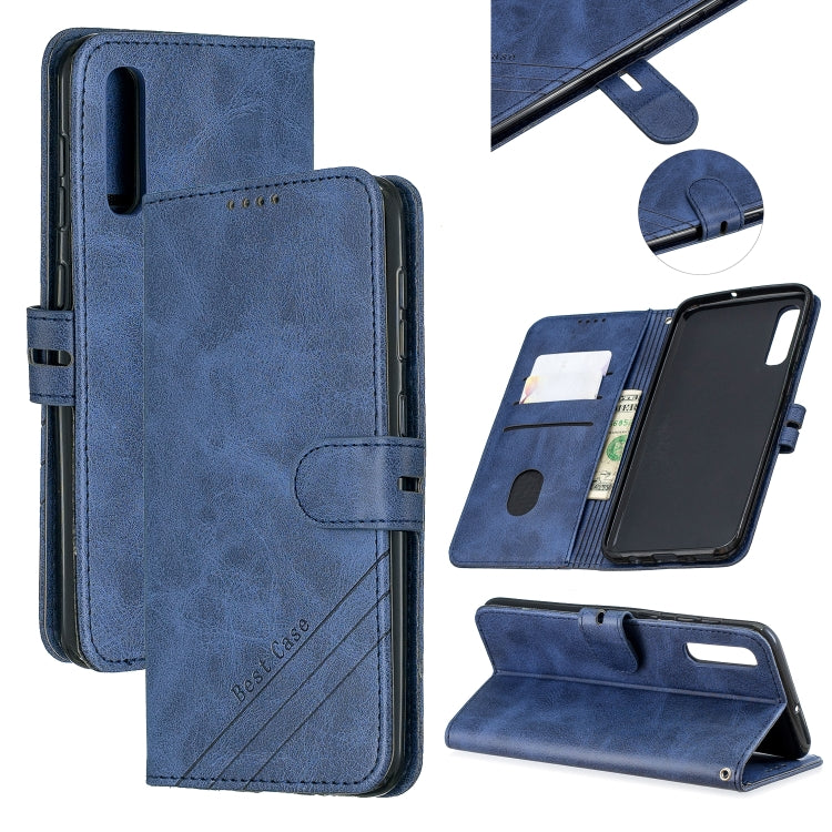 For Galaxy A50 Matching Color Frosted Texture Horizontal Flip PU Leather Case with Holder & Card Slots & Lanyard