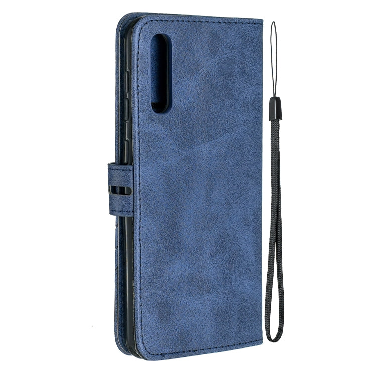 For Galaxy A50 Matching Color Frosted Texture Horizontal Flip PU Leather Case with Holder & Card Slots & Lanyard