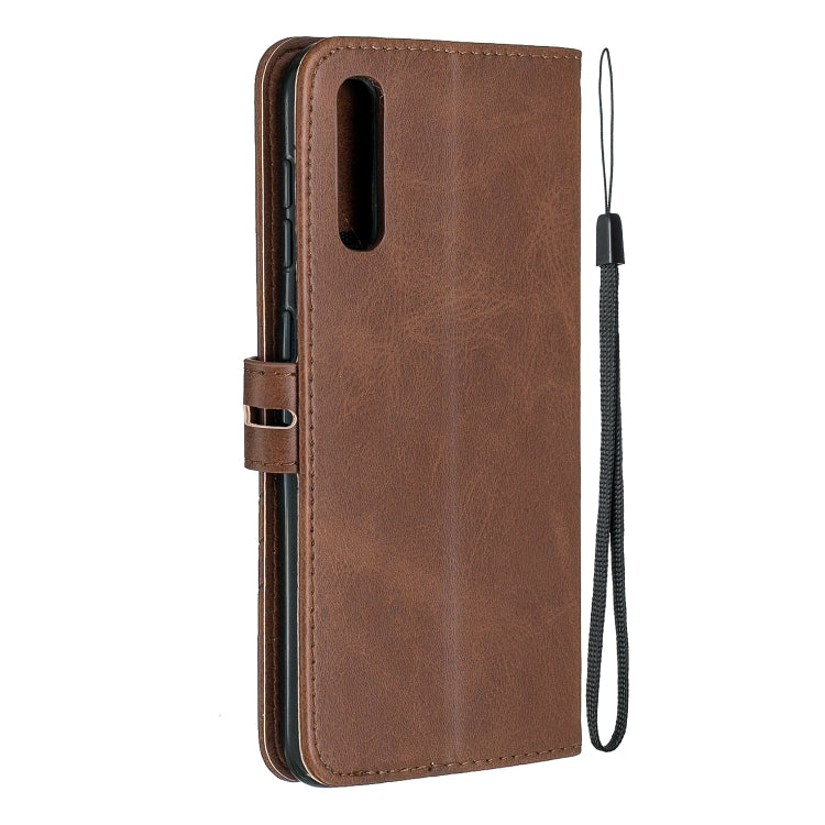 For Galaxy A50 Matching Color Frosted Texture Horizontal Flip PU Leather Case with Holder & Card Slots & Lanyard