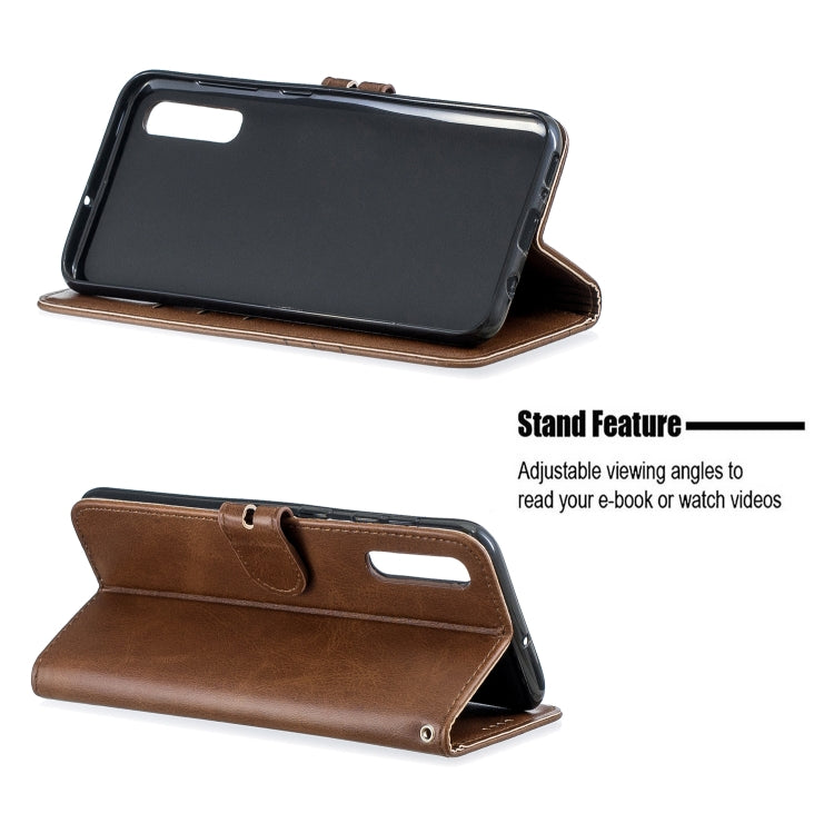 For Galaxy A50 Matching Color Frosted Texture Horizontal Flip PU Leather Case with Holder & Card Slots & Lanyard