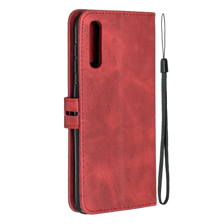 For Galaxy A50 Matching Color Frosted Texture Horizontal Flip PU Leather Case with Holder & Card Slots & Lanyard