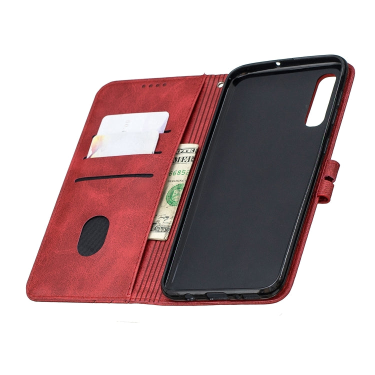 For Galaxy A50 Matching Color Frosted Texture Horizontal Flip PU Leather Case with Holder & Card Slots & Lanyard