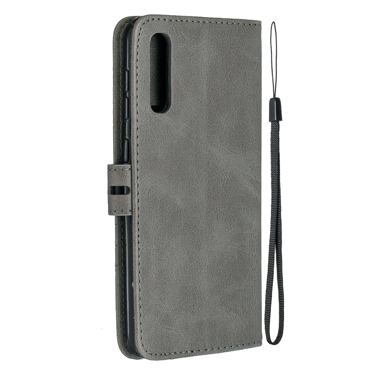 For Galaxy A70 Matching Color Frosted Texture Horizontal Flip PU Leather Case with Holder & Card Slots & Lanyard
