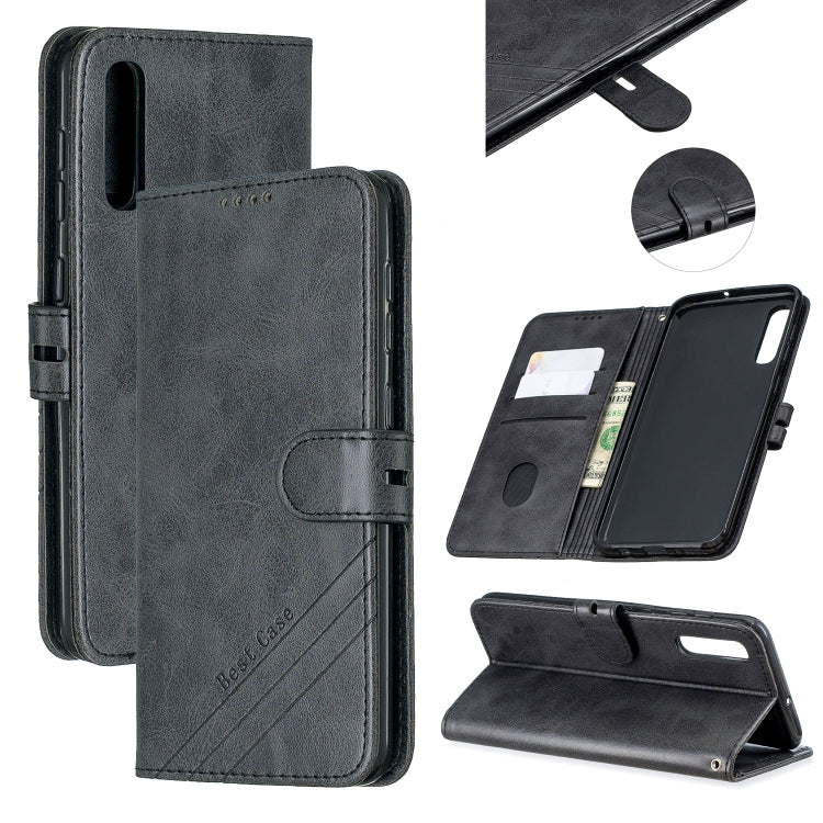 For Galaxy A70 Matching Color Frosted Texture Horizontal Flip PU Leather Case with Holder & Card Slots & Lanyard