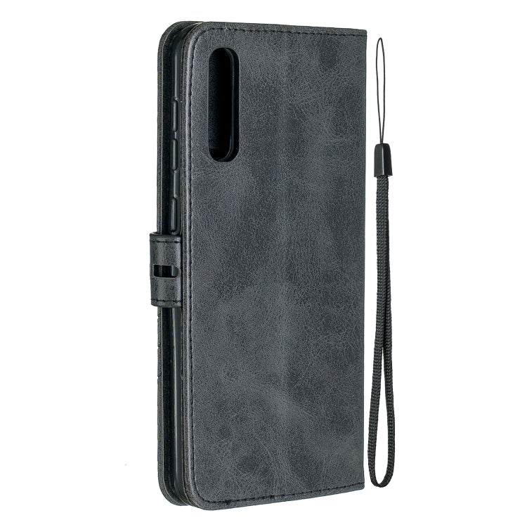 For Galaxy A70 Matching Color Frosted Texture Horizontal Flip PU Leather Case with Holder & Card Slots & Lanyard