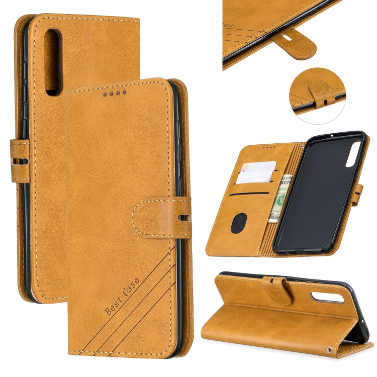 For Galaxy A70 Matching Color Frosted Texture Horizontal Flip PU Leather Case with Holder & Card Slots & Lanyard