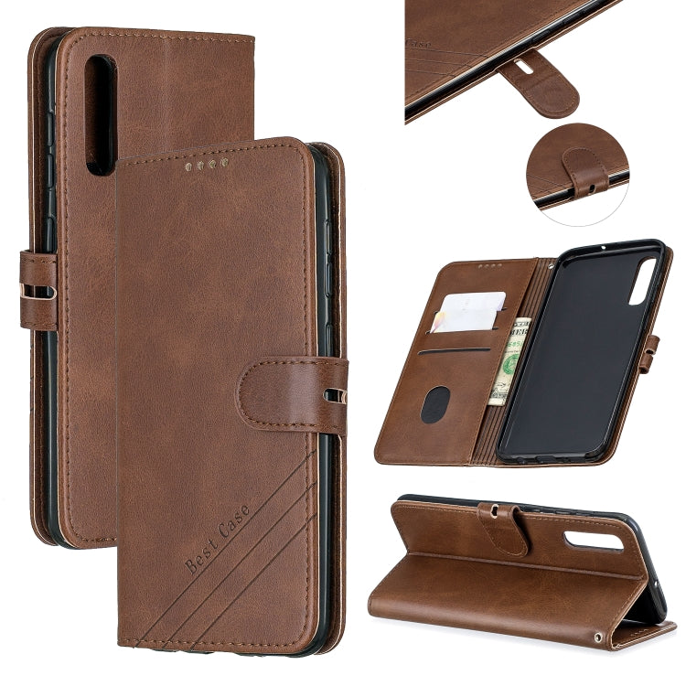 For Galaxy A70 Matching Color Frosted Texture Horizontal Flip PU Leather Case with Holder & Card Slots & Lanyard