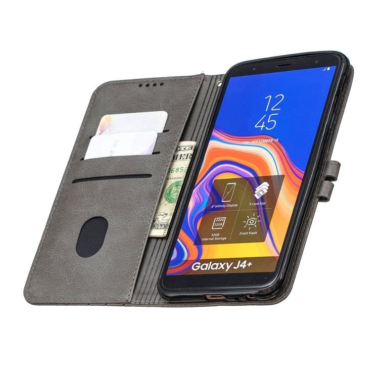 For Galaxy J4 Plus Matching Color Frosted Texture Horizontal Flip PU Leather Case with Holder & Card Slots & Lanyard