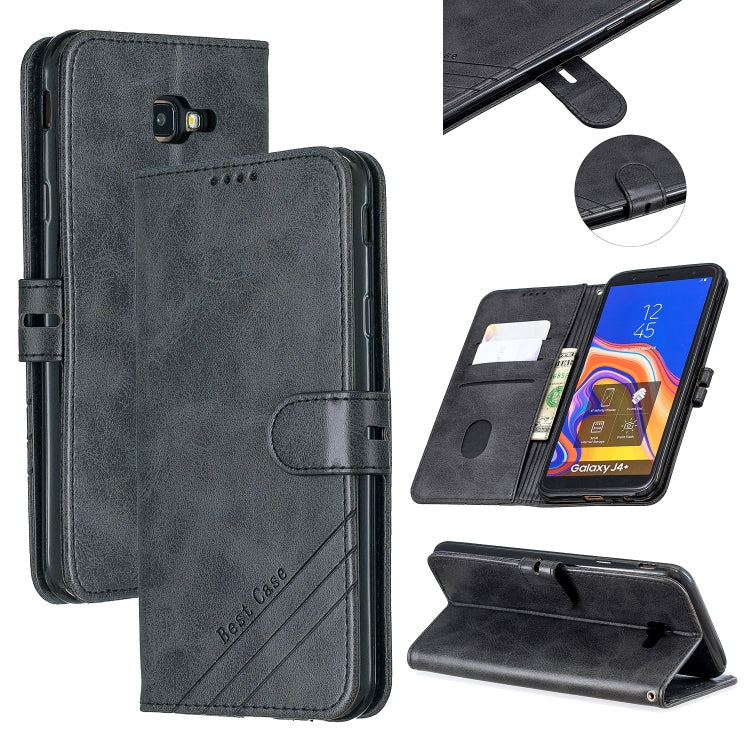 For Galaxy J4 Plus Matching Color Frosted Texture Horizontal Flip PU Leather Case with Holder & Card Slots & Lanyard